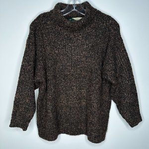 525 Bergdorf Goodman Size P/S Black & Brown Turtleneck Sweater (runs large)